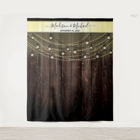 Retro Rustieke Trouwfoto Booth Achtergrond Wandkleed (Voorkant)