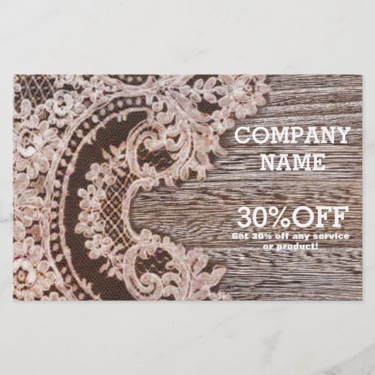 retro rustieke westerse landelijke chic kant houte flyer (Voorkant)