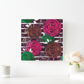 Retro-, rustig-, folk- vierkante klok (Huis)