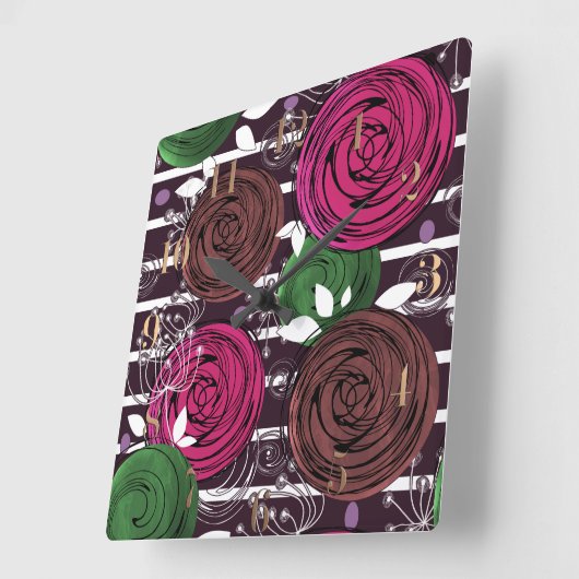 Retro-, rustig-, folk- vierkante klok (Hoek)