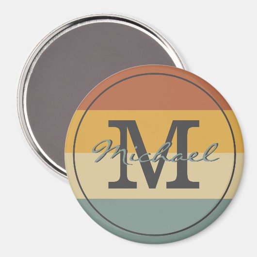  retro rustige naam initialen gepersonaliseerd magneet (Voorkant / Achterkant)