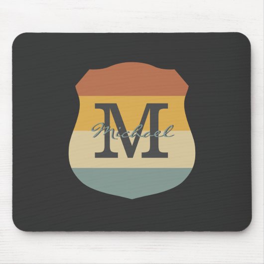 retro rustige naam initialen gepersonaliseerd muismat (Voorkant)