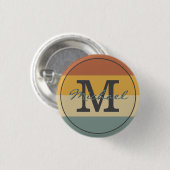retro rustige naam initialen gepersonaliseerd ronde button 3,2 cm (Voorkant /achterkant)