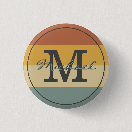retro rustige naam initialen gepersonaliseerd ronde button 3,2 cm (Voorkant)
