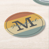  retro rustige naam initialen gepersonaliseerd ronde kartonnen onderzetter (Gebogen)