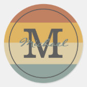  retro rustige naam initialen gepersonaliseerd ronde sticker (Voorkant)