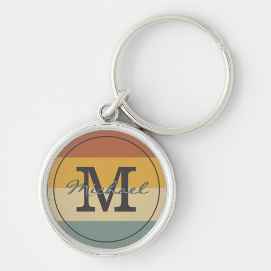retro rustige naam initialen gepersonaliseerd sleutelhanger (Voorkant)