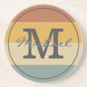  retro rustige naam initialen gepersonaliseerd zandsteen onderzetter (Voorkant)