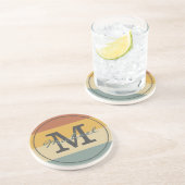  retro rustige naam initialen gepersonaliseerd zandsteen onderzetter (Zijkant)