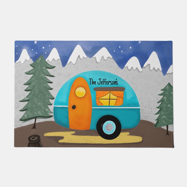 Retro RV Camper Camping Deurmat (Voorkant)