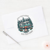 Retro RV Camper Camping gepersonaliseerd Ronde Sticker (Envelop)