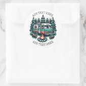 Retro RV Camper Camping gepersonaliseerd Ronde Sticker (Tas)