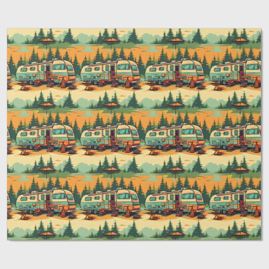 Retro RV Camper Camping thema Cadeaupapier (Vlak)