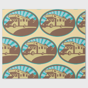 Retro RV Campervan Bergavontuur Vintage Zon Cadeaupapier