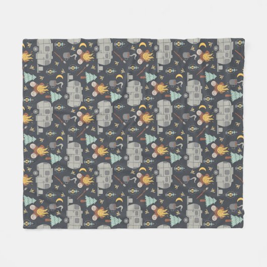 Retro RV Camping Fleece Blanket Deken (Voorkant (Horizontaal))