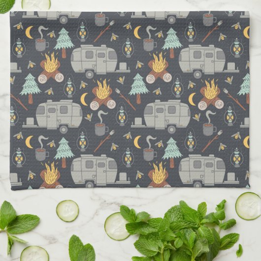 Retro RV-camping Theedoek (Gevouwen)
