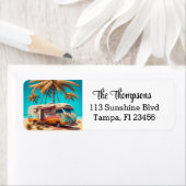 Retro RV en palmbomen Etiket (Insitu)