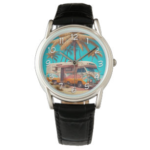 Retro RV en palmbomen Horloge