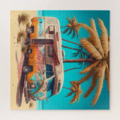 Retro RV en palmbomen Legpuzzel (Horizontaal)