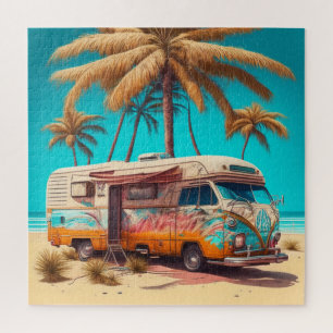 Retro RV en palmbomen Legpuzzel