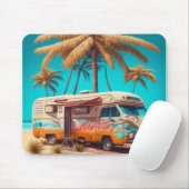 Retro RV en palmbomen Muismat (Met muis)