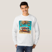 Retro RV en palmbomen T-shirt (Voorkant volledig)