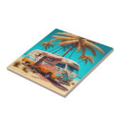 Retro RV en palmbomen Tegeltje (Zijkant)