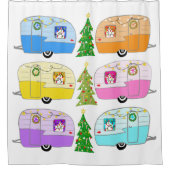 Retro RV Motorhome Trailer Camper Kerstmis Douchegordijn (Voorkant)