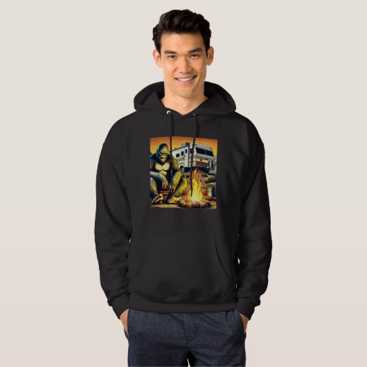 Retro RV Sasquatch Camping Hoodie (Voorkant volledig)