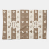 Retro RV Trailer Happy Campers Light Brown & Cream Theedoek (Horizontaal)