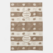 Retro RV Trailer Happy Campers Light Brown & Cream Theedoek (Verticaal)