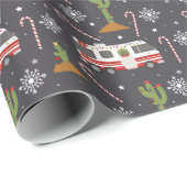 Retro RV Woestijn Cactus Kerstmis Patroon Wrapping Cadeaupapier (Rol Hoek)