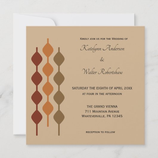 Retro S70s Geometric Wedding van 1970 Kaart (Voorkant)