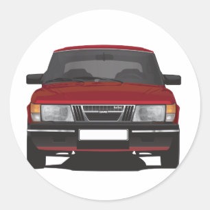 Retro Saab 900 Turbo - Rode Klassieke Auto Ronde Sticker