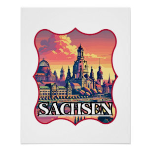 Retro Sachsen Skyline Perfect Poster