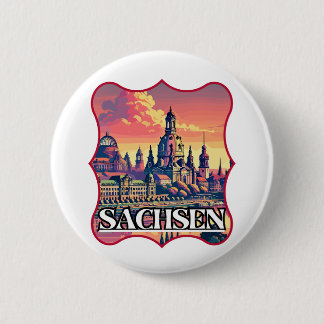 Retro Sachsen Skyline Ronde Button 5,7 Cm