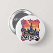 Retro Sachsen Skyline Ronde Button 5,7 Cm (Voorkant /achterkant)
