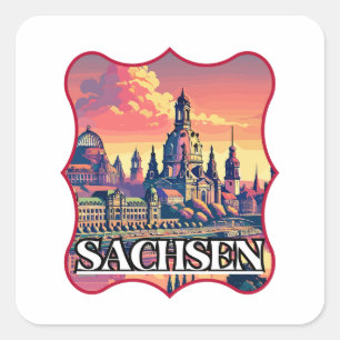 Retro Sachsen Skyline Vierkante Sticker