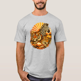 Retro Safari Dierenpatroon | Vintage Wilde Dieren T-shirt
