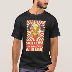 Retro Safety First Ax Throwing and Beer Viking T-shirt