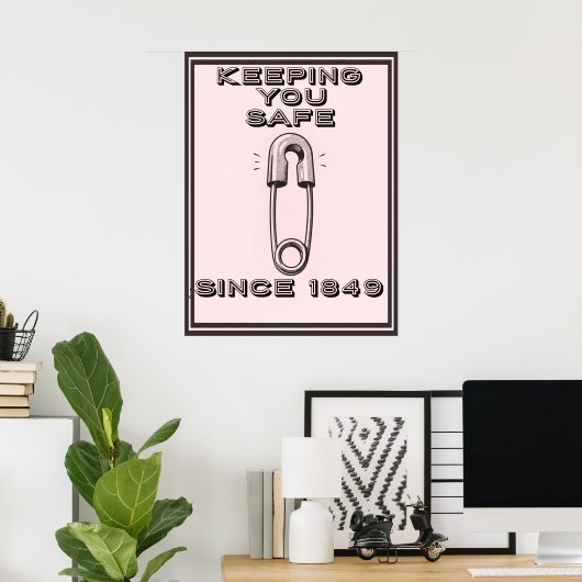 RETRO SAFETY PIN  POSTER (Thuiskantoor)