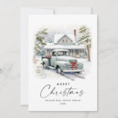 Retro  Sage Boerderij Truck Christmas Corporate Feestdagenkaart (Voorkant)