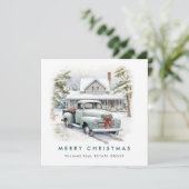 Retro  Sage Boerderij Truck Christmas Corporate Feestdagenkaart (Staand voorkant)