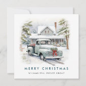 Retro  Sage Boerderij Truck Christmas Corporate Feestdagenkaart (Voorkant)