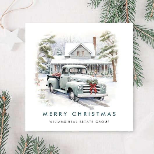 Retro  Sage Boerderij Truck Christmas Corporate Feestdagenkaart