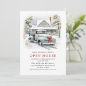 Retro  Sage Boerderij Truck Christmas Open House Kaart (Staand voorkant)