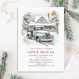 Retro  Sage Boerderij Truck Christmas Open House Kaart