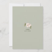 Retro Sage en Blush Wedding Peony Floral Kaart (Achterkant)