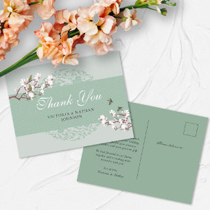 Retro Sage Green Chinoiserie Dank u Briefkaart