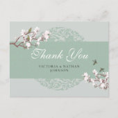 Retro Sage Green Chinoiserie Dank u Briefkaart (Voorkant)